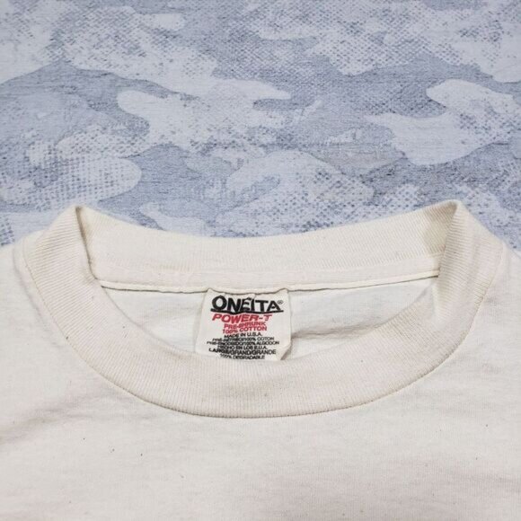 Vintage Biker Trash Shirt Adult Large Beige Flag Made USA 1996 Single‎ Stitch - Picture 3 of 6